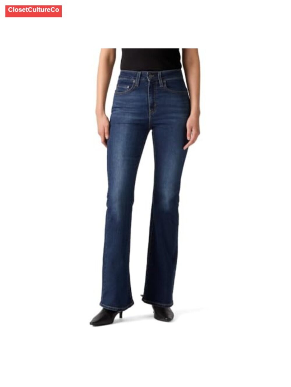 High Rise Flare Jeans Fitted Hip Thigh Casual Wear